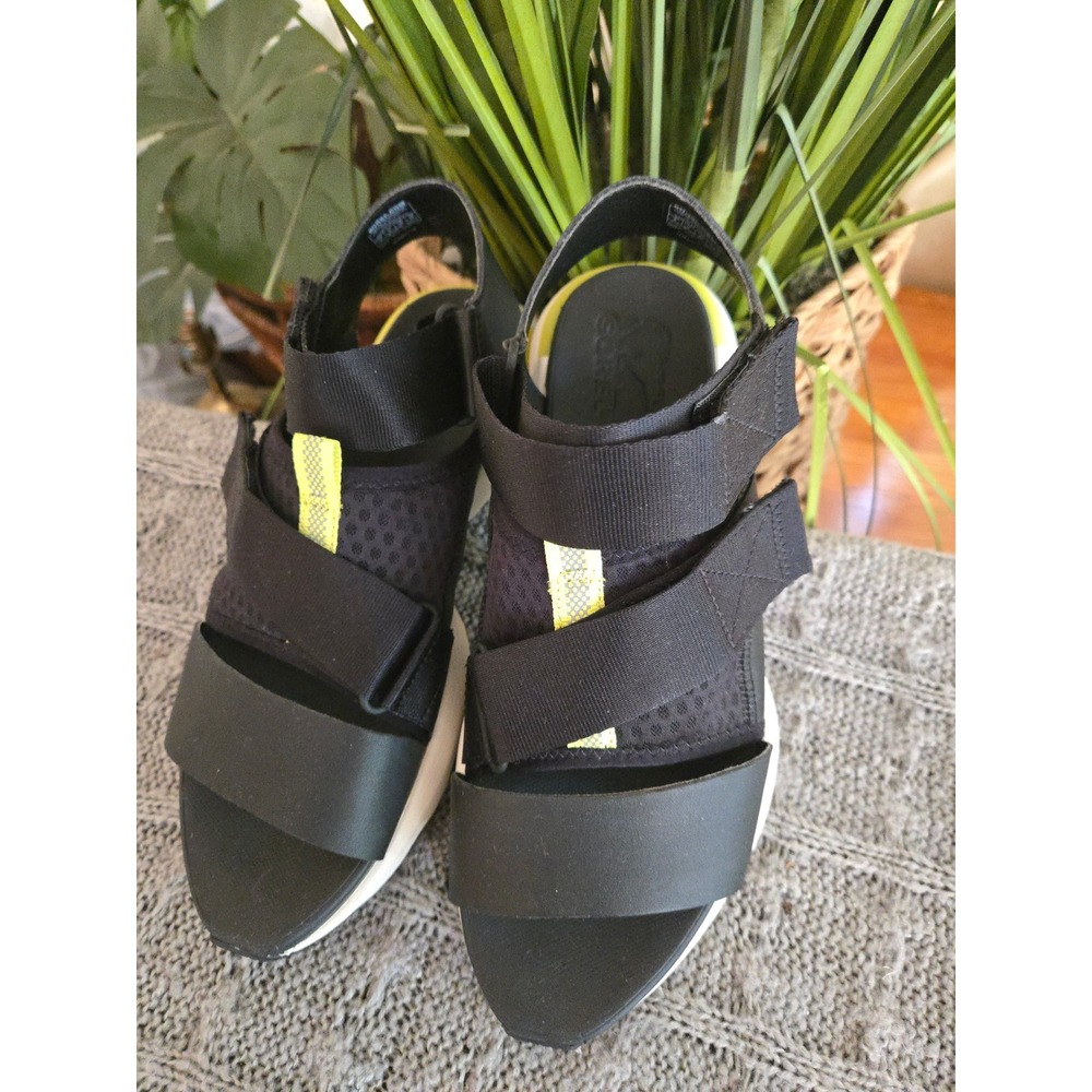 SOREL Kinetic Impact Sandal Womens Black Bold Lime Sporty Platform Strap Size 8